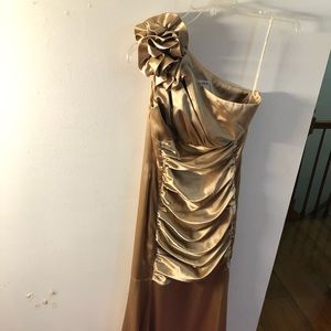 Gold One Shoulder Prom Dress